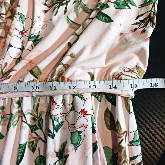 London Times Light Pink Floral Sleeveless Cropped Jersey Jumpsuit Size 6 - Picture 12 of 16